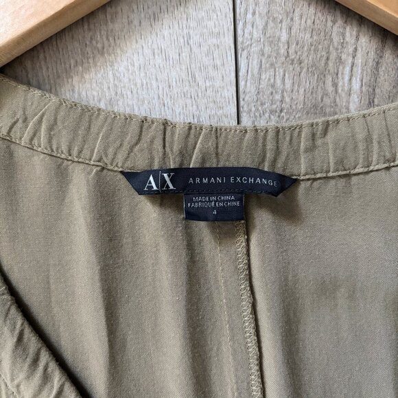 Armani Exchange Zip Front Adjustable Khaki Jumpsuit Romper Womens 4 Utility Y2K - Picture 6 of 13